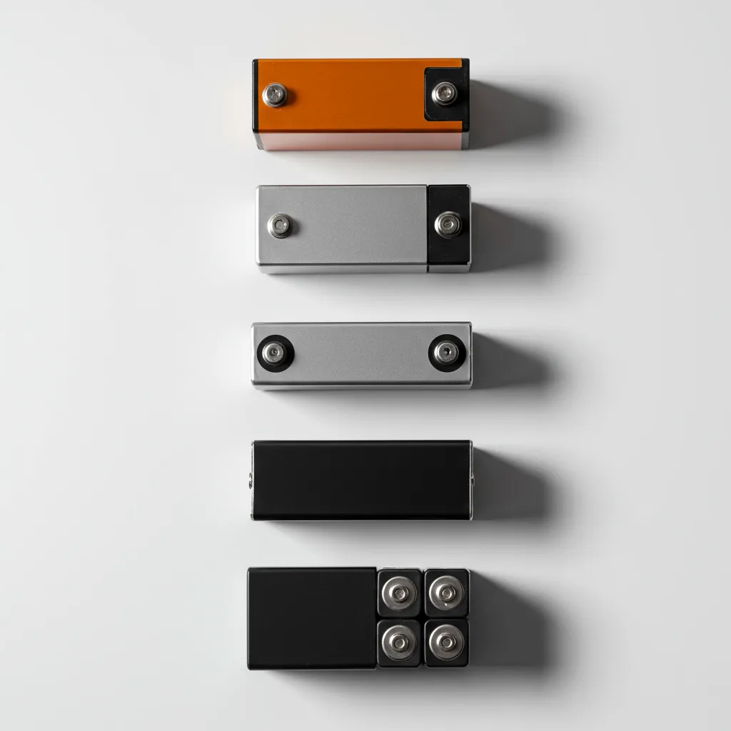 Comparaison de différentes technologies de batteries solaires disposées côte à côte sur fond blanc