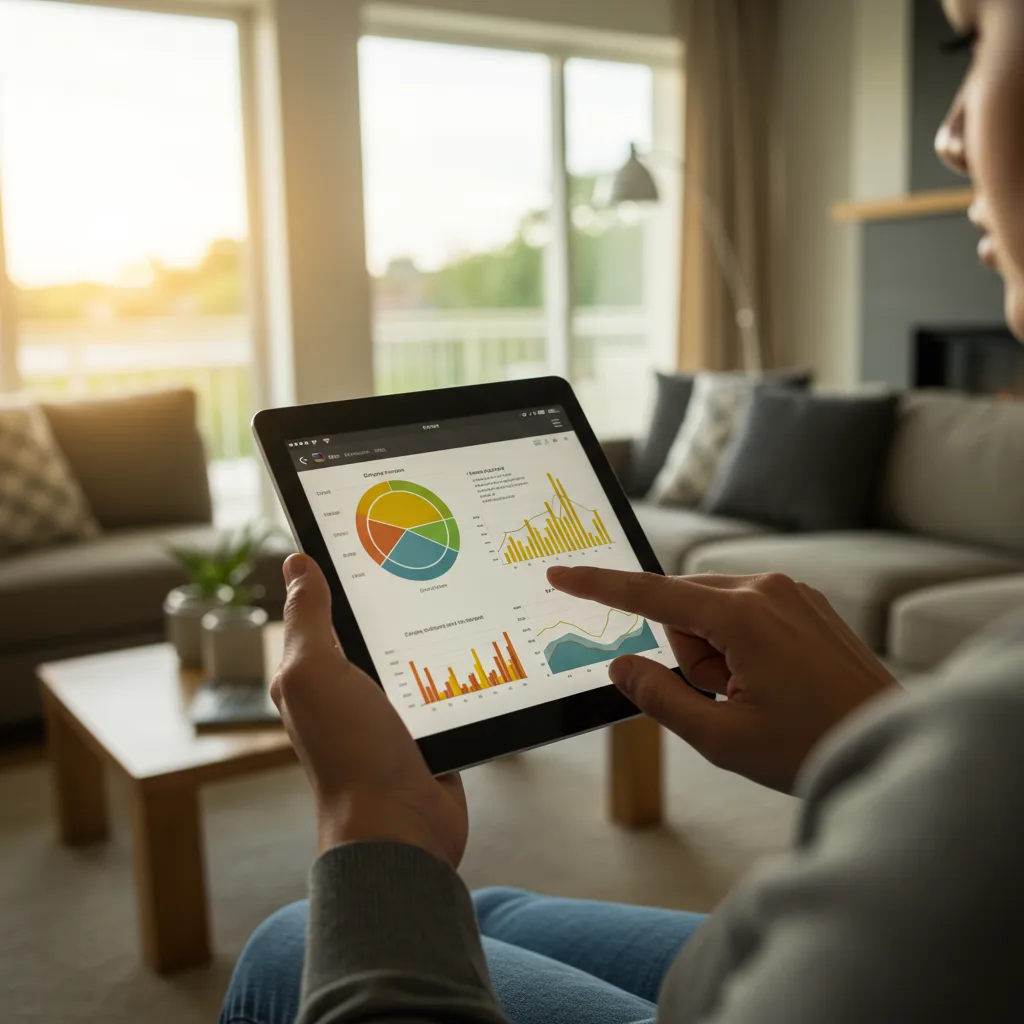 Personne consultant sa consommation électrique en temps réel sur une application mobile