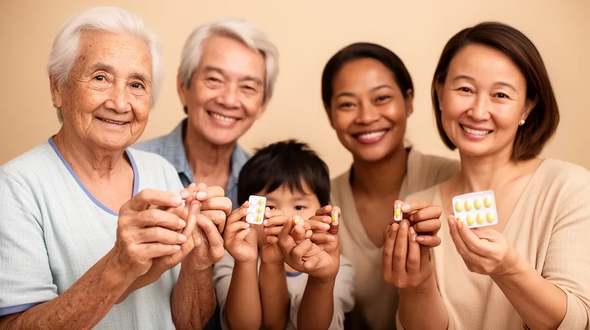 Groupe de personnes de différents âges avec de la vitamine D